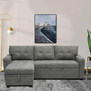 Naomi Home L-Shaped Reversible Sectional Sofa with Pull-Out Sleeper Bed and Storage Chaise, Gray Velvet by CozyNest Decor