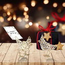 White Woven Bird Duo - Metal & Rattan Tabletop Sculptures, Modern Boho Decor with Detachable Memo Clips and Christmas Ornament (6x5.5x2.3in) by CozyNest Decor