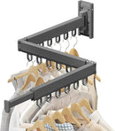 Wall Mounted Clothes Drying Rack - Foldable, Retractable Laundry Hanger with Grey-Rings by CozyNest Decor