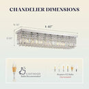 Modern Crystal Chandelier, 8-Lights Rectangle Chandelier Rectangular Flush Mount Pendant Ceiling Light Fixture K9 Crystal Raindrop Chandeliers for Dining Living Room Kitchen Island 𝐋𝟒𝟎 𝐈𝐧𝐜𝐡 by CozyNest Decor