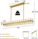 Crystal Brass Rectangle Chandeliers for Dining Room, 54in Gold Farmhouse Chandeliers for Dining Room, Modern Rectangle Crystal Chandelier for Kitchen Island Living Room, Includes 60XG4 Bulbs by CozyNest Decor