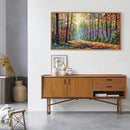 Aurlan Forest Landscape Hand Painted Framed Wall Decor(40"x20"), Large Abstract Birch Tree 3D Textured Oil Painting on Canvas Artwork, Modern Nature Plant Wall Art for Office Living Room Bedroom by CozyNest Decor