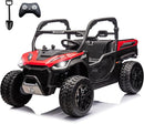 sopbost 24V 10Ah Ride On Toys for Big Kids to Drive 2 Seater Ride On Car with Remote Control Battery Powered Side by Side UTV with Large Dump Bed, 4x75W Motors, Red & Black by TinyTreasures Baby Boutique