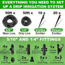Drip Irrigation System Kit,100FT Adjustable Drip Watering Plant System with 5/16" and 1/4" Irrigation Tubing Hose,Drip Emitters,Lock Barbed Tee Fittings for Garden and Raised Beds,Greenhouse,Yard,Lawn by GreenHaven Gardens