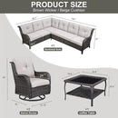 Outdoor Furniture Sectional Sofa L Shaped Couch - Patio Wicker Set with 2 Swivel Glider Chairs, 5 Piece Rattan Patio Conversation Sets with Beige Cushion for Deck Backyard Sunroom by GreenHaven Gardens