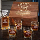 Personalized Whiskey Decanter Set with 4 Square Rocks Glasses - Gift Box Available by CozyNest Decor