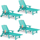 Lounge Chair Outdoor Set of 4 with Wheels, Adjustable 6-Position Chaise Lounge Outdoor, Patio Lounge Chair for Poolside Backyard, Lake Blue by GreenHaven Gardens