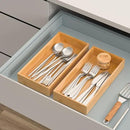 Silverware Tray for Drawer, Stackable Kitchen Bamboo Drawer Organizer 12" x 6" x 2" Set of 2 by CozyNest Decor