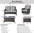 Wicker Outdoor Furniture Patio Furniture Set - 6 Piece Patio Conversation Set with Swivel Rocker Chairs, Loveseat Sofa, Ottomans and Coffee Table, Gray Cushion by GreenHaven Gardens