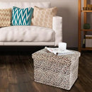 ALASDO Ottoman Storage Ottoman Footrest Stool Small Ottoman with Storage Foldable Ottoman Foot Rest Footstool Bench for Living Room 17x13x13inches Leopard Print by CozyNest Decor
