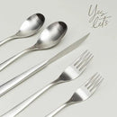 over&back 20pc Curved Flatware Cutlery Set - Comes with 4 Dinner Forks, 4 Salad Forks, 4 Dinner Knives, 4 Dinner Spoons, and 4 Teaspoons - 18/8 Stainless Steel - Dishwasher-Safe - Brushed Stainless by CozyNest Decor