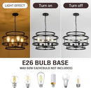 4-Light Black Chandelier for Dining Room, 19.7" Modern Farmhouse Pendant Light with Geometric Metal Frame, Industrial Flush Mount Ceiling Light for Living Room, Bedroom, Kitchen Island, Hallway, Foyer by CozyNest Decor