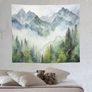 HZOHNAGO Mountain Tapestry Misty Green Forest Mountain Pattern Printed Wall Tapestry Wall Hanging for Bedroom Living Room Dorm 60" W x 50" H by CozyNest Decor
