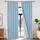 Joydeco 100% Blackout Pleated Curtains, Linen Window Curtains 2 Panel Sets 108 inches Long, Thermal Insulated Darkening Drapes for Bedroom(Chambray Blue,40'' Wx108'' L) by CozyNest Decor