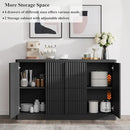 Buffet Cabinet with Storage, 120" Fluted Coffee Bar with 8 Drawers & 4 Doors, Modern Sideboard Buffet with Solid Wood Handle, Credenza Storage Cabinet for Living Room Kitchen Dining Room, Black(2PCS) by CozyNest Decor