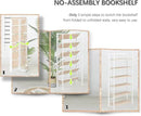 4NM No Assembly Foldable Bookshelf, 6-Shelf Collapsible Bookcase Storage for Small Spaces, 74" H, Natural White by CozyNest Decor