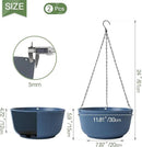 T4U 12 Inch Large Hanging Planters for Outdoor Plants, 2 Pack Self Watering Hanging Pots Indoor, Hanging Baskets for Plants,Hanging Flower Pot with Drainage Hole and Plant Hanger, Blue by GreenHaven Gardens