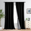 XWZO 100% Blackout Curtains 95 Inches Long with Tiebacks- Privacy Protection & Noise Blocking Rod Pocket Window Draperies with Black Liner for Bedroom/Living Room, Black, W52 x L95, Set of 2 by TinyTreasures Baby Boutique