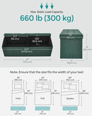 SONGMICS MAZIE Collection - 43 Inches Folding Storage Ottoman Bench, Ottoman Foot Rest, End of Bed Bench, Storage Chest, Load 660 lb, for Living Room, Bedroom, Entryway, Retro Green ULSF077C01 by CozyNest Decor