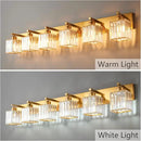 Modern 6-Light Gold Brushed Brass Finish Crystal Wall Light for Bathroom Vanity by CozyNest Decor