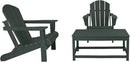 WO Home Furniture Adirondack Chairs Table Set of 3 PCS Outdoor Folding Chairs Coffee Table Weather/UV Resistant for Lawn, Garden, Bon Fire, Balcony (Dark Green) by GreenHaven Gardens