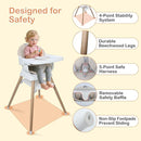 9 in 1 Convertible Baby High Chair with Booster, Wooden Highchair for Babies and Toddlers with Adjustable Tray & 5-Point Harness, Multi-Functional Growing Seat for Feeding, Learning & Play, Beige by TinyTreasures Baby Boutique