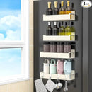 4 Pack Magnetic Spice Rack Organizer for Refrigerator and Oven, Cream White Fridge Organizers and Storage for Kitchen by CozyNest Decor