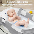 MoreFeel Collapsible Baby Bathtub for Newborn with Thermometer & 1 Hooded Towel & 1 Soft Floating Cushion,Portable Travel Bathtub with Drain Hole, Durable Foldable Baby Tubs for Infants to Toddler by TinyTreasures Baby Boutique