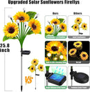 Solar Sunflower Lights Outdoor Waterproof - 6 Pack Solar Powered Sunflowers with Firefly Solar Lights for Garden Lawn Decor by CozyNest Decor