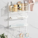 VITVITI Metal Hair Tool Organizer Wall Mount, Hair Dryer Holder with 3 Tier Shelf Basket Hooks, Bathroom Hair Styling Tool Organizer for Curling Iron/Blow Dryer/Straightener, White by CozyNest Decor