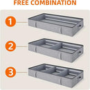 Vailando Under Bed Storage, 2 Pack Under Bed Storage Containers with Dividers, Firm Sides, Strong Zipper, 3 Reinforced Handles, 6 Inches Low Profile Underbed Storage Bins for Clothes, Blankets, Grey by CozyNest Decor