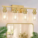 4-Light Vanity Lights with Clear Glass Shades, Brushed Gold Bathroom Light Fixtures Over Mirror, Modern Bathroom Wall Lamp for Mirror Living Room Cabinet Bedroom Porch by CozyNest Decor