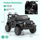 Costzon 12V Kids Ride on Truck Car, Electric Vehicle w/Remote Control, Threaded Wheels, 3 Speeds, LED Lights, Music, Horn & Wireless Connection, Battery Powered Ride on Toy for Boys & Girls 3+ (Black) by TinyTreasures Baby Boutique