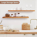 Axeman Floating Shelves for Wall, 8 Inch Deep Rustic Solid Elm Wood Wall Shelves for Storage, Wall Mounted Display Shelving with Invisible Heavy-Duty Metal Bracket, 36'' Width Set of 2, Natural by CozyNest Decor