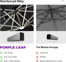 PURPLE LEAF 11ft Solar LED Patio Umbrella - Large Round Cantilever Umbrella with LED Lights, Windproof, Heavy Duty for Garden, Deck, Pool, Patio, Black by GreenHaven Gardens