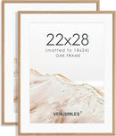 22x28 Poster Frame Set of 2 Natural Solid Oak Photo Frames with 18x24 Removable Mat Wall Hanging Large Handcrafted Frame with HD Plexiglass Wall and Tabletop Display Large Picture Frame by CozyNest Decor
