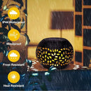 Solar Lantern Outdoor Table Light, 2 Pack Waterproof Decor, Hollow Out Retro Black Metal Patio Lights, Yard Porch Garden Balcony Indoor Desk Bedroom Tabletop Decorations by GreenHaven Gardens