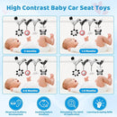 Car Seat Toys Hanging and Stroller Toys for Babies 0-6 Months，High Contrast Baby Toys for Newborn 0 3 Months Brain Development,Black and White Baby Toys for Crib Mobile，Infant Ideal Gift by TinyTreasures Baby Boutique