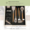 Adjustable Kitchen Drawer Organizer for Utensils and Junk, Food-Safe Contract Grade with 100% Sustainable Wood, Expandable from 10.5 to 19 Inches Wide - Black Bamboo by CozyNest Decor
