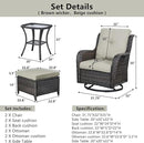 5 Pieces Patio Furniture Sets Wicker Outdoor Furniture, Rattan Patio Swivel Glider Chairs with 2 Ottoman and Glass Side Table by GreenHaven Gardens