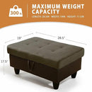 Ottoman Rectangular Storage Ottoman Bench, Flannel Footrest Stool Footstool with Lid for Living Room, Bedroom, Entryway, Taupe&Black, 35"x23.5"x17.5" by CozyNest Decor