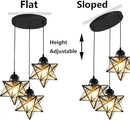 Farmhouse Glam Chandelier with Glass Star Pendants Light Fixture Elegant Ceiling Hanging Lights Included Warm Light Bulbs Black