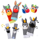 Baby Toys 0-6 Months,High Contrast Baby Toys for Newborn, 8 Pcs, Animal Wrist & Foot Rattles Socks Set, Sensory Rattle Toys for 0-12 Months, Babies Boy Girl Gifts by TinyTreasures Baby Boutique