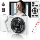 Digital Camera with Front Rear Lens, Autofocus 64MP 4K Camera for Photography with 32GB Card, Portable Compact Point and Shoot Camera for Teens Adult Beginner with Metal Shell, 2000mAh Battery by TinyTreasures Baby Boutique