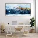Framed Canvas Wall Art Indigo Abstract Mountain Pictures Wall Decor Blue Grey Orange Mountain Peaks Canvas Painting Prints Modern Abstract Artwork for Living Room Bedroom Decoration 29" X 58" by CozyNest Decor