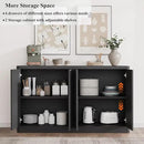 Fluted Buffet Cabinet with Storage, 120" Sideboard Buffet Storage Cabinet with 8 Doors & Adjustable Shelves, Coffee Bar Wood Credenza Cabinet for Kitchen, Dining Room, Living Room, Black(2PCS) by CozyNest Decor