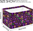 Mardi Gras Carnival Storage Basket Cube Storage Bins Organizer Bag Collapsible Closet Shelf Baskets with handle for Baby Cloth Pet Toy Book 14.2×10.2×8.3 IN by TinyTreasures Baby Boutique