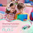 QearFun Kids Headphones Wired with Mic, 85/94dB Safe Volume Limit, Foldable Over Ear, Tangle-Free Cord & Sharing Port, Wired On-Ear Headset for School, Chromebook, Tablet, Travel - Boys & Girls by TinyTreasures Baby Boutique