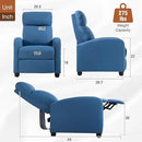 BestMassage | Recliner Chair | No Massage Function | Textile Blue | with Lumbar Support, Adjustable Push Back, Wide Armrests, Footrest & Padded Seat | Easy Assembly | for Living Room, Home Theatre by CozyNest Decor