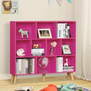 LEYAOYAO 10 Cube Bookshelf,3 Tier Modern Wide Bookcase with Legs,Mid-Century Wood Bookshelves Storage，Pink Large Book Case,Freestanding Organizer Display Shelf for Bedroom,Living Room,Office by CozyNest Decor